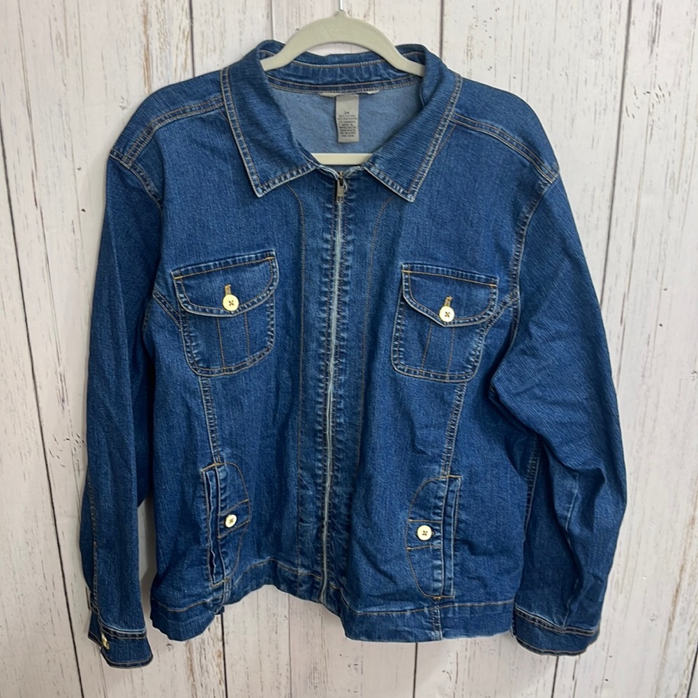 I.B. Diffusion Jean Jacket Size 2X Medium Dark Wash